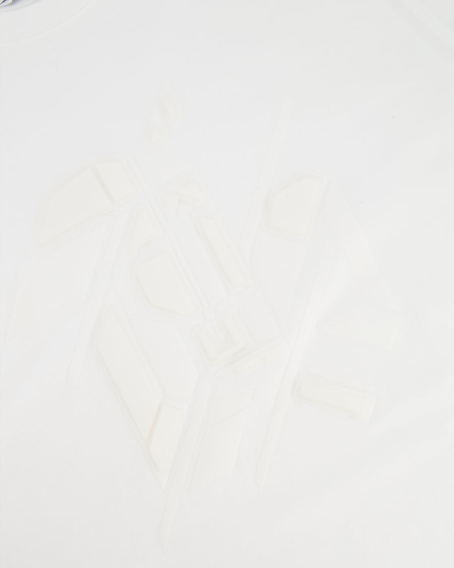 Hermès Menswear White T-Shirt with Abstract Textured Print Detail Size L