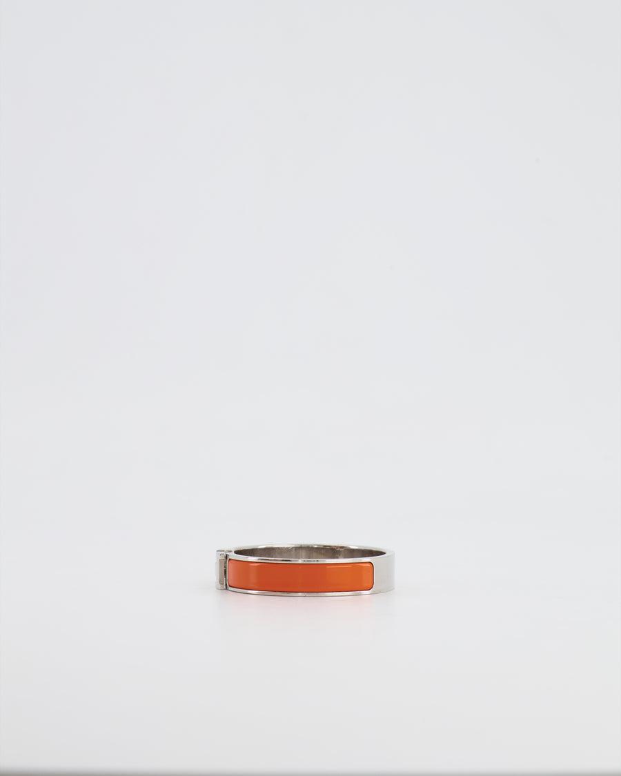 Hermès Clic H Bracelet in Orange Enamel with Palladium Hardware Size 0 RRP £590