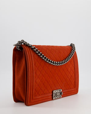 Chanel Large Red Boy Bag in Nubuck Leather with Ruthenium Hardware