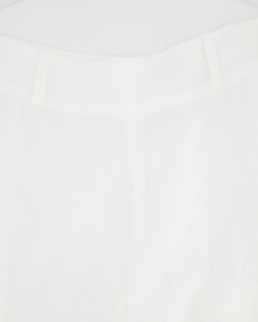 Zimmermann White Midi Linen Skirt Size 3 (UK 14)