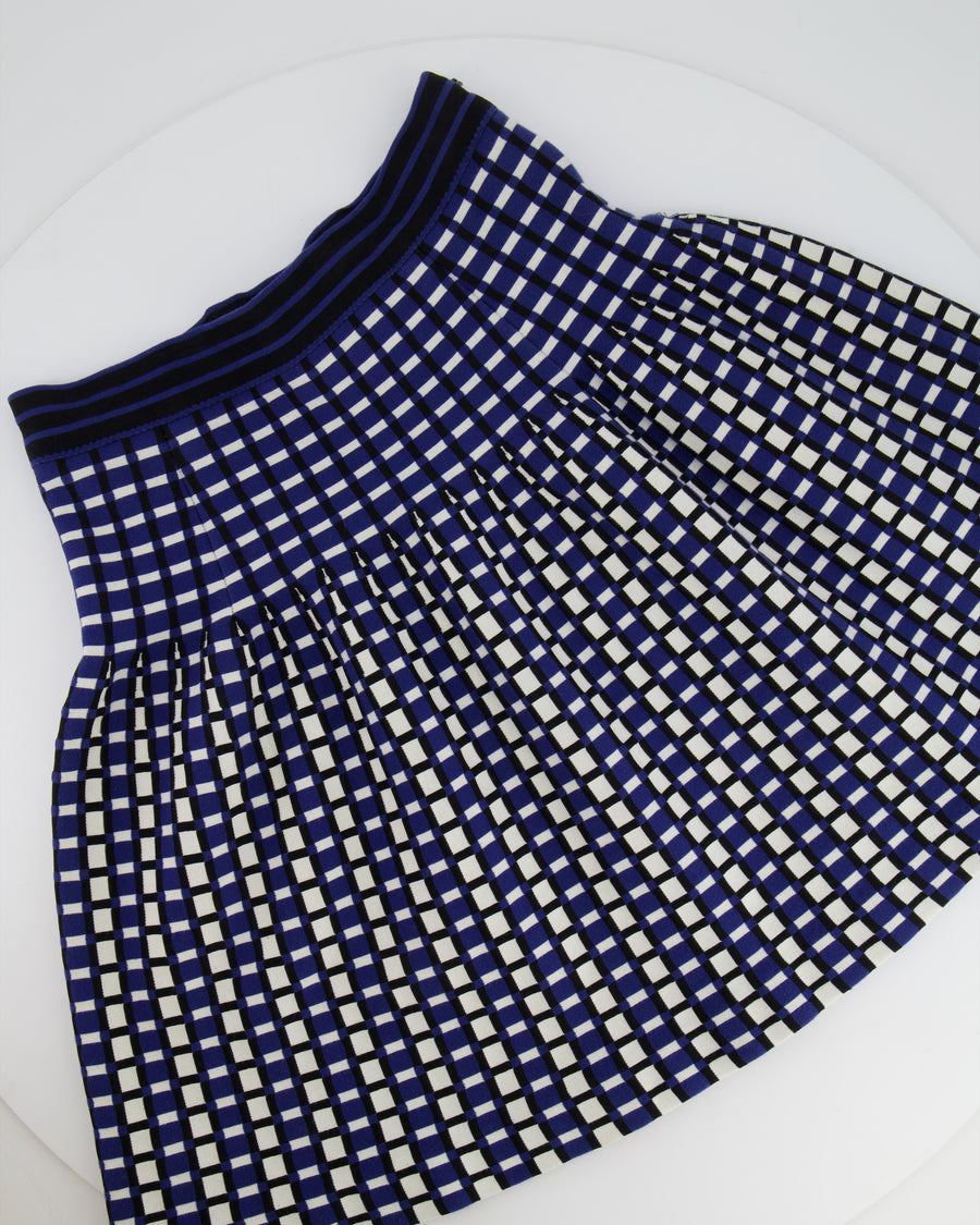 Prada Navy, White, and Black Square Pattern Mini Skirt Size IT 40 (UK 8)