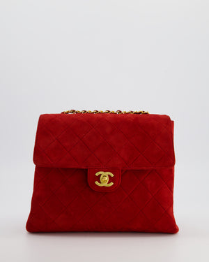 *RARE & HOT* Chanel Red Vintage Quilted Single Flap Shoulder Bag in Suede with 24K Gold Hardware