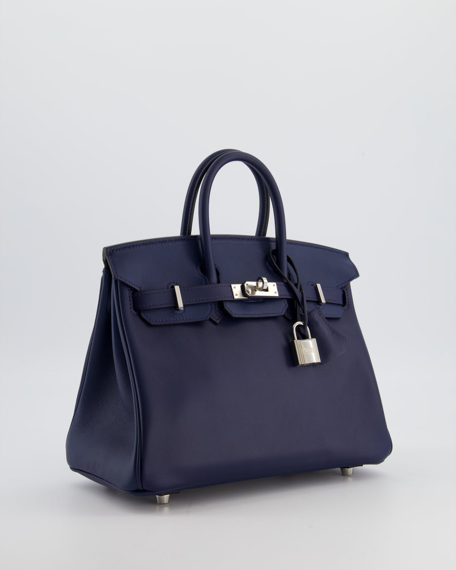 Hermès Birkin 25 Retourne Bag in Bleu Nuit Swift Leather with Palladium Hardware
