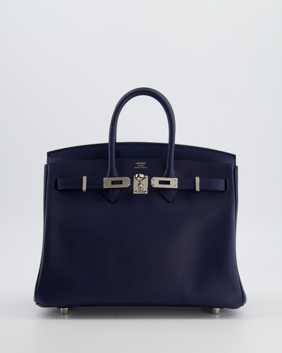 Hermès Birkin 25 Retourne Bag in Bleu Nuit Swift Leather with Palladium Hardware