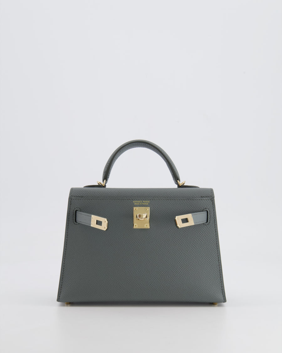 *RARE* Hermès Mini Kelly II 20 Bag in Vert Amande Epsom Leather with Permabrass Hardware