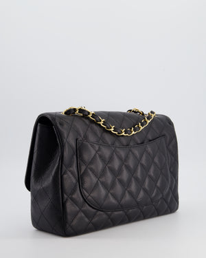 Chanel Black Jumbo Classic Single Flap Bag in Caviar Leather with Gold Hardware