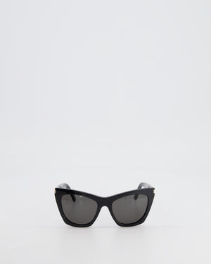 Saint Laurent Black Cat Eye Sunglasses with Engraved Logo Detail
