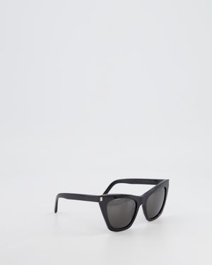 Saint Laurent Black Cat Eye Sunglasses with Engraved Logo Detail