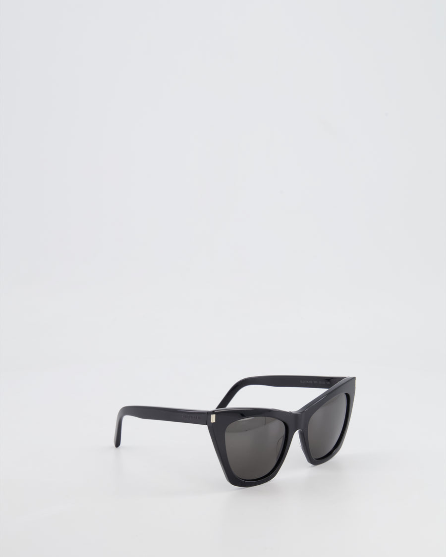 Saint Laurent Black Cat Eye Sunglasses with Engraved Logo Detail