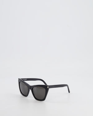 Saint Laurent Black Cat Eye Sunglasses with Engraved Logo Detail