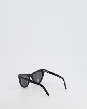 Saint Laurent Black Cat Eye Sunglasses with Engraved Logo Detail