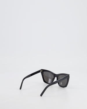 Saint Laurent Black Cat Eye Sunglasses with Engraved Logo Detail