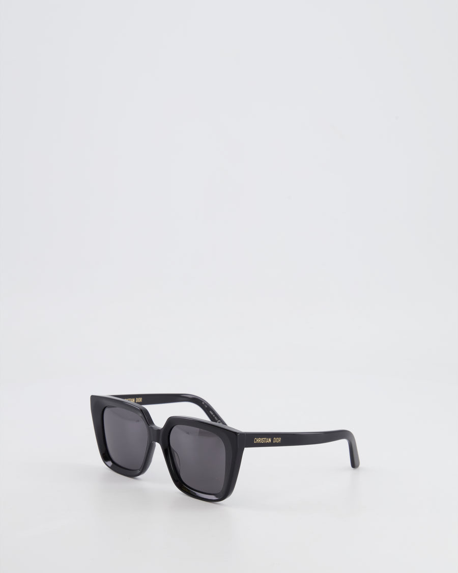 Christian Dior Black Square Sunglasses with Gold Logo Detail