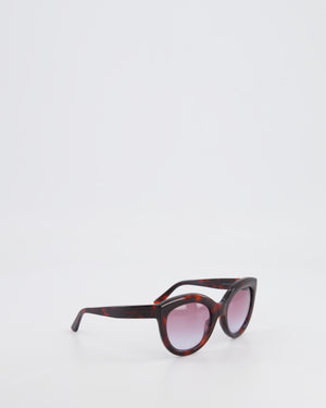Balenciaga Tortoiseshell Burgundy Sunglasses with Small Engraved Logo Detail