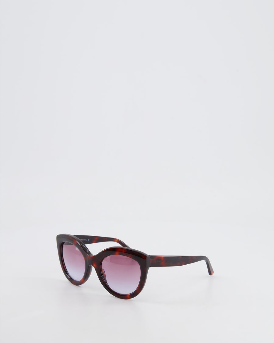 Balenciaga Tortoiseshell Burgundy Sunglasses with Small Engraved Logo Detail