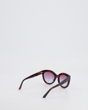 Balenciaga Tortoiseshell Burgundy Sunglasses with Small Engraved Logo Detail