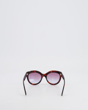 Balenciaga Tortoiseshell Burgundy Sunglasses with Small Engraved Logo Detail