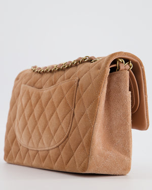 Chanel Caramel Medium Classic Double Flap Bag in Suede Leather with Champagne Gold Hardware