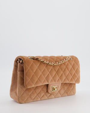 Chanel Caramel Medium Classic Double Flap Bag in Suede Leather with Champagne Gold Hardware