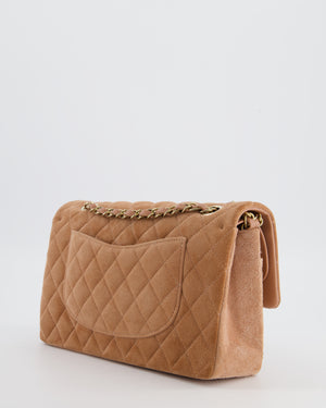 Chanel Caramel Medium Classic Double Flap Bag in Suede Leather with Champagne Gold Hardware