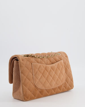 Chanel Caramel Medium Classic Double Flap Bag in Suede Leather with Champagne Gold Hardware