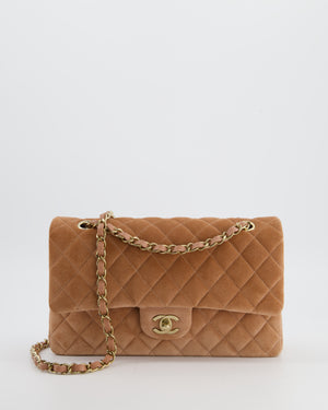 Chanel Caramel Medium Classic Double Flap Bag in Suede Leather with Champagne Gold Hardware