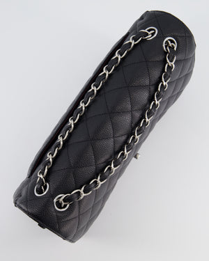 Chanel Black Jumbo Classic Double Flap Bag in Caviar Leather with Silver Hardware