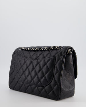 Chanel Black Jumbo Classic Double Flap Bag in Caviar Leather with Silver Hardware