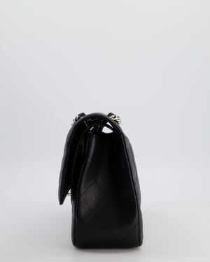 Chanel Black Jumbo Classic Double Flap Bag in Caviar Leather with Silver Hardware
