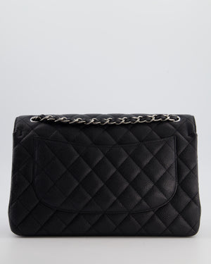 Chanel Black Jumbo Classic Double Flap Bag in Caviar Leather with Silver Hardware