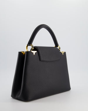 Louis Vuitton Black Capucines MM Bag in Taurillon Leather with Gold Hardware
