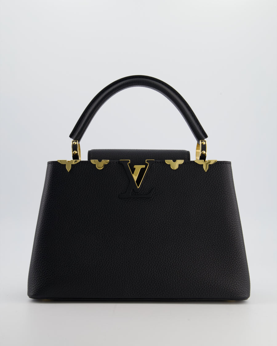 Louis Vuitton Black Capucines MM Bag in Taurillon Leather with Gold Hardware