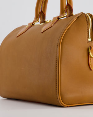 Louis Vuitton Tan Speedy 25 in Bag in Millesime Leather with Gold Hardware
