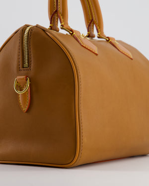 Louis Vuitton Tan Speedy 25 in Bag in Millesime Leather with Gold Hardware