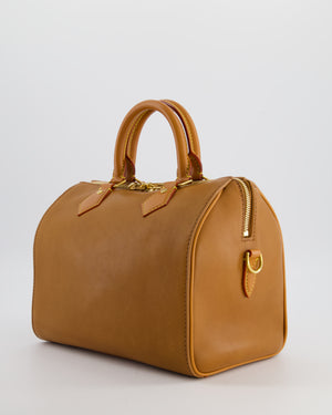 Louis Vuitton Tan Speedy 25 in Bag in Millesime Leather with Gold Hardware