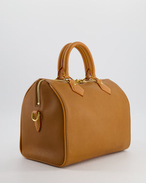 Louis Vuitton Tan Speedy 25 in Bag in Millesime Leather with Gold Hardware