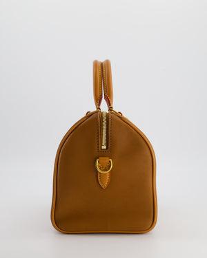 Louis Vuitton Tan Speedy 25 in Bag in Millesime Leather with Gold Hardware