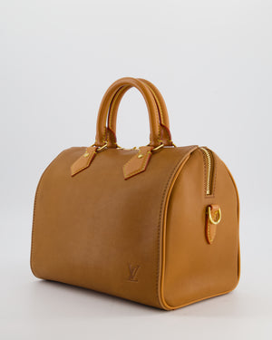 Louis Vuitton Tan Speedy 25 in Bag in Millesime Leather with Gold Hardware