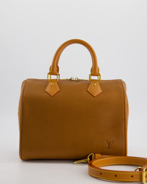 Louis Vuitton Tan Speedy 25 in Bag in Millesime Leather with Gold Hardware