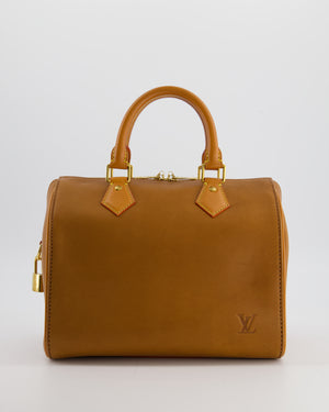 Louis Vuitton Tan Speedy 25 in Bag in Millesime Leather with Gold Hardware