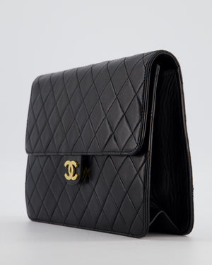 Chanel Black Vintage Classic Flap Bag in Lambskin Leather with Gold Hardware