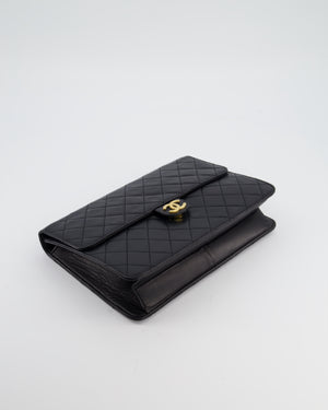 Chanel Black Vintage Classic Flap Bag in Lambskin Leather with Gold Hardware