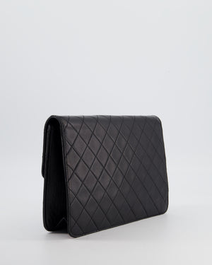 Chanel Black Vintage Classic Flap Bag in Lambskin Leather with Gold Hardware