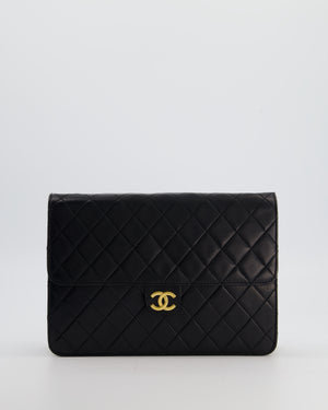 Chanel Black Vintage Classic Flap Bag in Lambskin Leather with Gold Hardware