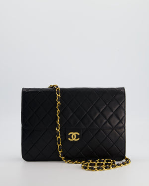 Chanel Black Vintage Classic Flap Bag in Lambskin Leather with Gold Hardware