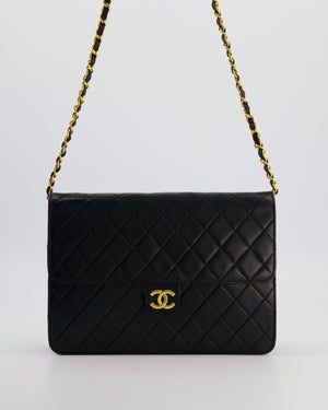 Chanel Black Vintage Classic Flap Bag in Lambskin Leather with Gold Hardware