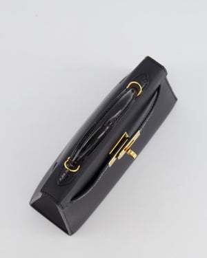*ULTRA RARE* Hermès Mini Kelly II 20 Touch Bag in Black Madame Leather and Alligator Mississippesis Leather with Gold Hardware