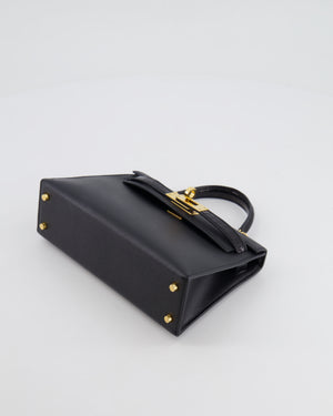 *ULTRA RARE* Hermès Mini Kelly II 20 Touch Bag in Black Madame Leather and Alligator Mississippesis Leather with Gold Hardware
