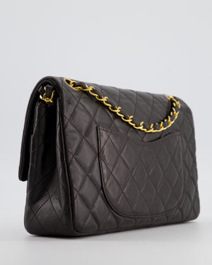 Chanel Espresso Brown Vintage Classic Double Flap Bag in Lambskin Leather with 24K Gold Hardware