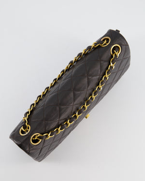 Chanel Espresso Brown Vintage Classic Double Flap Bag in Lambskin Leather with 24K Gold Hardware